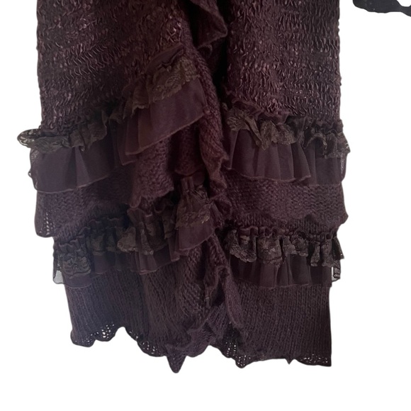 Pretty Angel Brown Long Ruffle Lace Cardigan Large - Picture 7 of 12